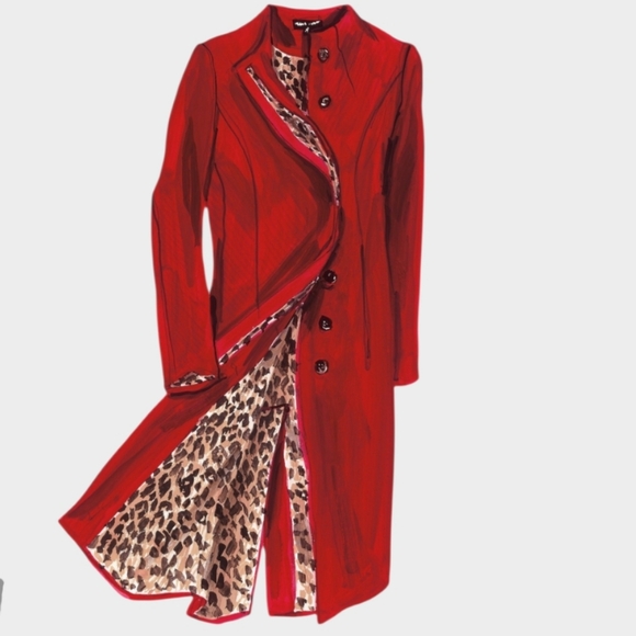 J. Peterman Jackets & Blazers - J. PETERMAN Third Act Wool Blend Coat Red w/ Leopard Print Lining Size 18